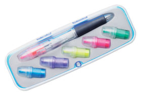 3-barevné kuličkové pero se 6ti zvýrazňovači