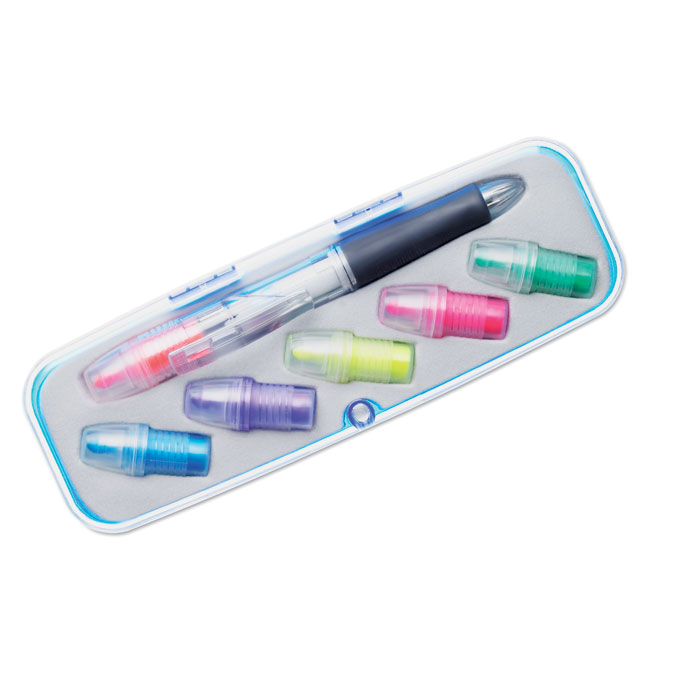 3-barevné kuličkové pero se 6ti zvýrazňovači