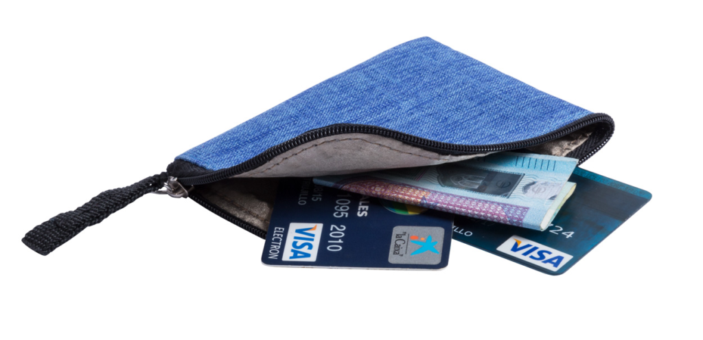 Peněženka na zip na mince a karty s RFID ochranou