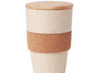 Eko pohárek s víkem z bambusu a korkovou rukojetí