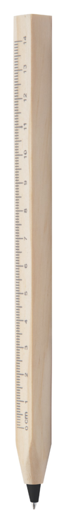 Dřevěné čtveraté kuličkové pero s 14 cm pravítkem