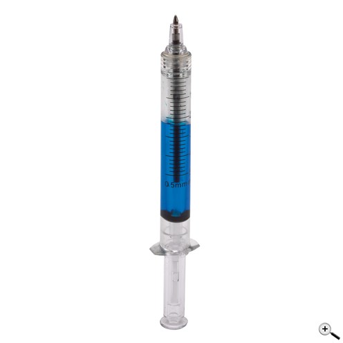 Kuličkové pero ve tvaru injekční stříkačky