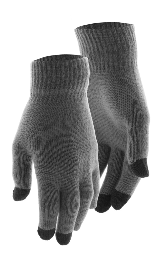 Dotykové rukavice se speciální povrchovou úpravou na palci a ukazováčku