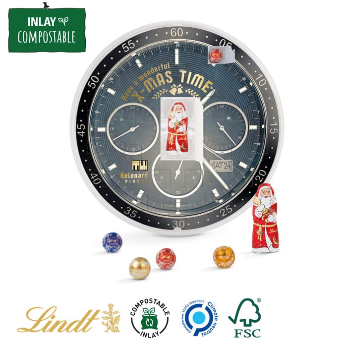 Luxusní adventní kalendář se 100% čokoládou Lindt kulatý